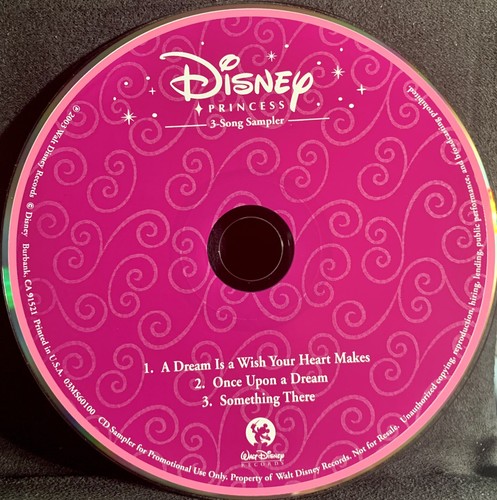 Disney Princess 3-Song Sampler Promo Music CD Cinderella Sleeping Beauty Belle - Foto 2 di 2