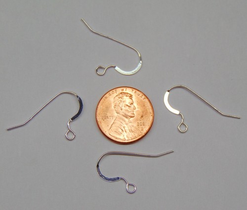 100 STERLING SILVER French HOOKS Solid 925 Ear Wires EarWires Flat wire w/ loop - Picture 8 of 9