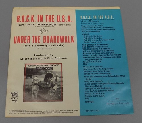 John Cougar Mellencamp ROCK In The USA 45 With Picture Sleeve No Scratches - Imagen 7 de 7
