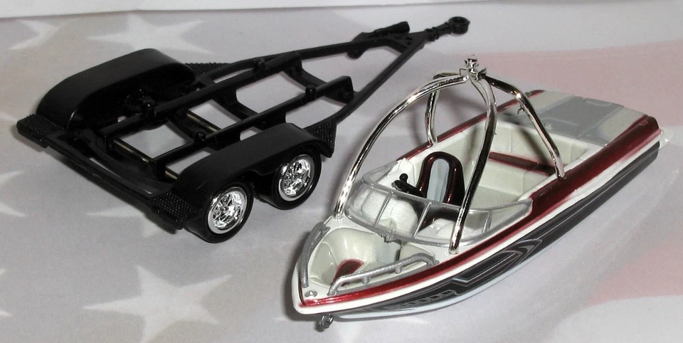 1/64 - SUPERMAX BOTE DE ESQUÍ Y REMOLQUE / Neumáticos de goma tándem / Diecast ENVÍO GRATUITO Foto 4 de 4