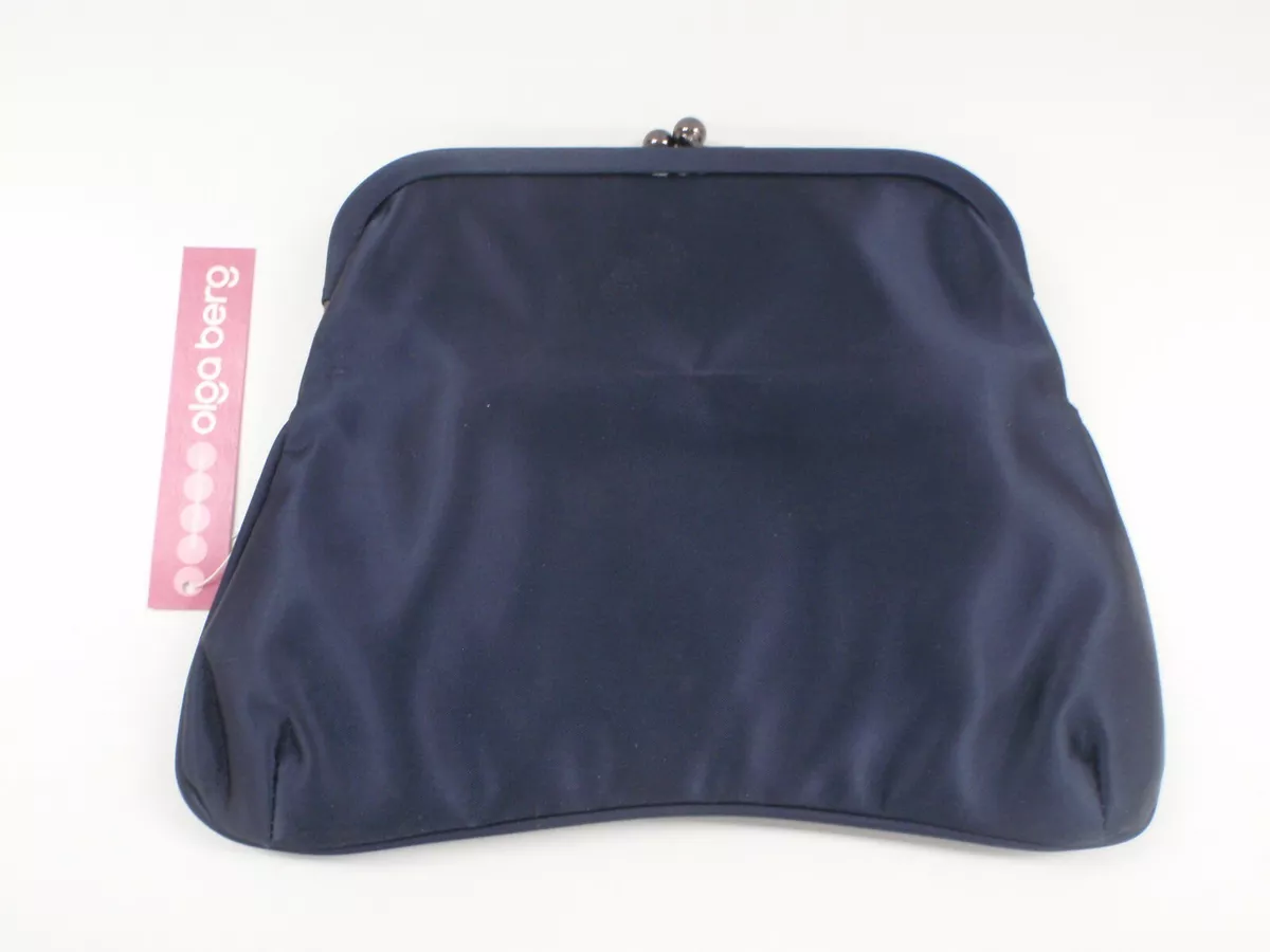 OLGA BERG LADIES CLUTCH PURSE DESIGNER EVENING NAVY HANDBAG DRESS