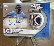 Sam Huff 1/1 ROOKIE MAJOR LEAGUE MATERIAL AUTO PATCH RELIC SP Topps 2021 Rangers