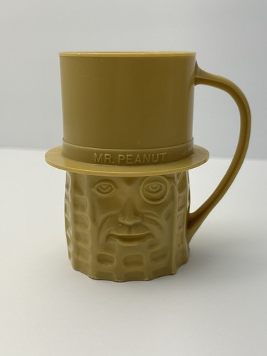 "Taza de plástico vintage de 4"" Planters Peanut Mr Peanut Tan años 60" - Imagen 1 de 7
