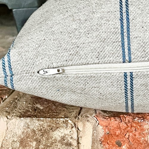 1514. Handmade Blue Galway Stripe LINEN blend Cushion Cover, Various sizes - Picture 2 of 5