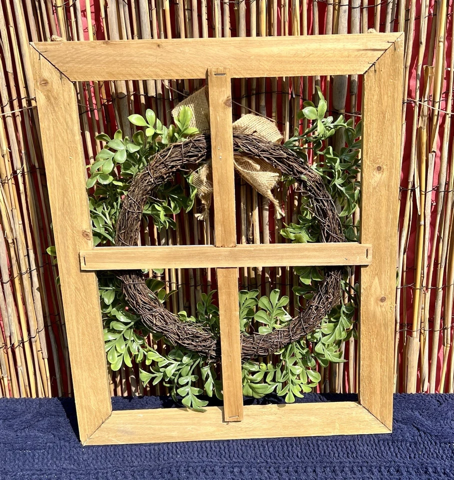 Corona de ventana rústica marco de madera con corona decoración de pared/puerta, granja boho Foto 4 de 4