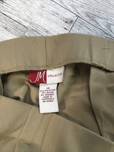 J M Collections Pants Women's 14 Beige Dress High Waist Pleated Cottagecore zip - Picture 6 of 9