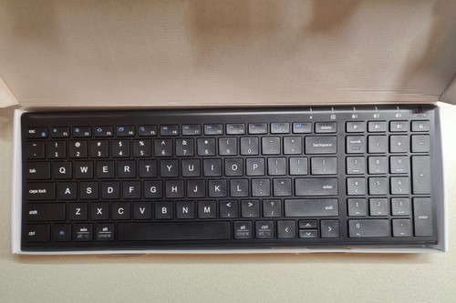 iClever IC-BK10 Bluetooth  Three-Devicr Ultra-thin Rechargeable Keyboard, Black - Picture 2 of 7