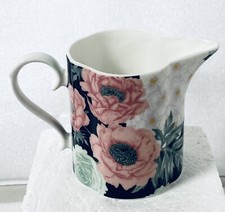 Eileen’s Reserve Creamer Porcelain Black With Flowers 4” NEW