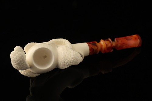 srv - Tubo Cobra Fight Block Meerschaum intagliato da R. Karaca con custodia 15325 - Foto 4 di 10