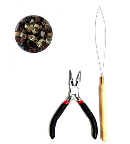 Feather Hair Extensions NATURAL WIDE n' SKINNY Grizzly LONG 20pc Tools Beads Kit - Picture 10 of 18