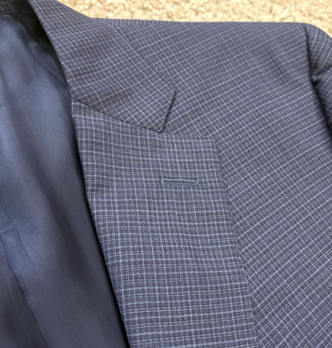 CANALI 1934 silver label 2 piece suit US 40R EU 50R blue check 100% wool 34x30 - Picture 5 of 23