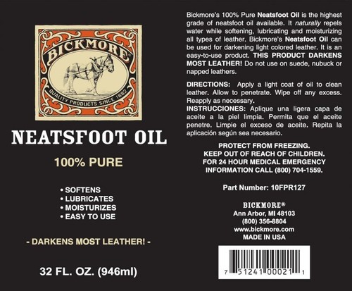 Bickmore 32 Ounce Neatsfoot Oil - Picture 2 of 2