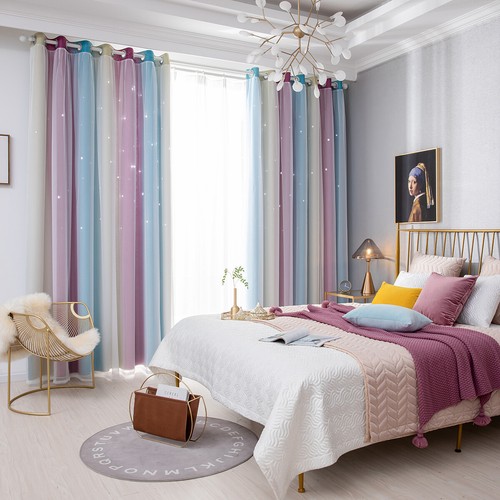 Star Blackout Curtains for Kids Girls Bedroom Living Room Double Layer Drapes - Bild 50 von 96