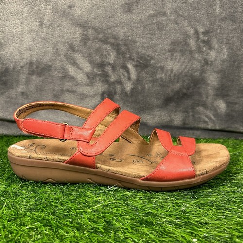 Sandalias BareTraps Jerie para mujer 9 M rojas marrones con tiras gancho y bucle comodidad al aire libre