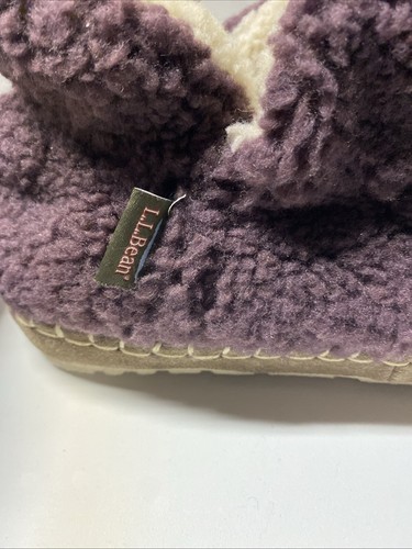 LL Bean Fleece-Bootie-Hausschuhe mit harter Sohle. Lila Damen-Slipper 9 M. EUC. CK-1 - Bild 10 von 11