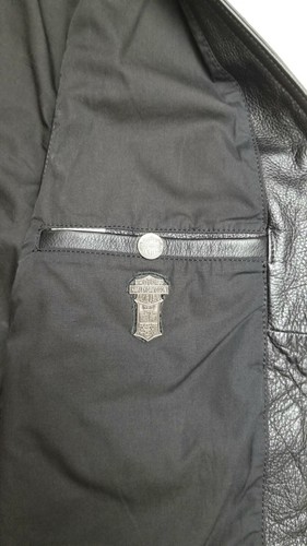 Harley Davidson Mens Large Black Leather Denim Cowboy Biker Motorcycle Club Vest - Bild 4 von 12