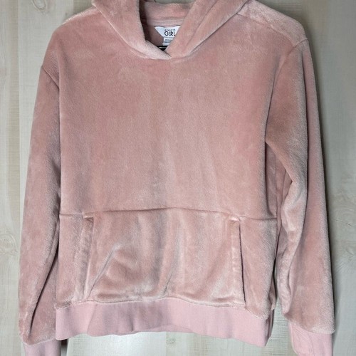 Athleta girl pink velour hooded long sleeve sweatshirt, size XL 14 - Picture 4 of 10