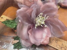 magnolia velvet organza flower 6" leaves 1pc lavender rose