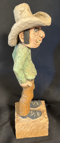 Vintage Hand Carved Cowboy Caricature Signed Cook Carvings by Charlie Folk Art - Picture 2 of 7