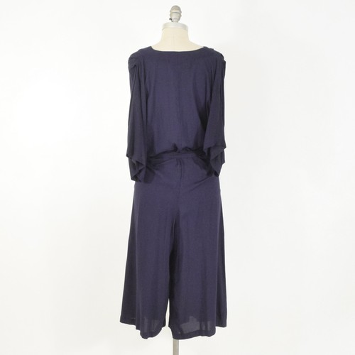 Tysa Jumpsuit XS/S Navy Blue Soft Rayon Classic Button-Up Wide Leg Romper - Picture 6 of 8