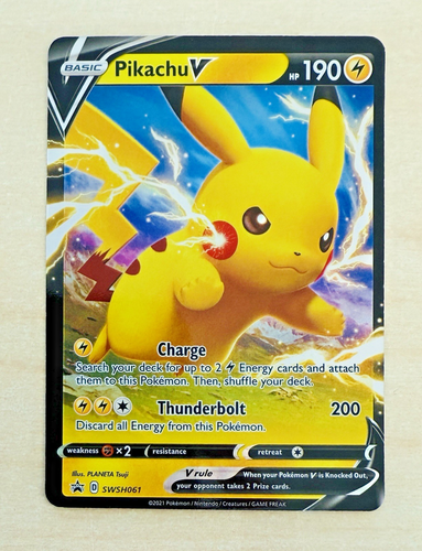 Pikachu V SWSH061 Black Star Promo Pokemon TCG Sword & Shield -LP+/NM- (see Desc - Picture 1 of 3