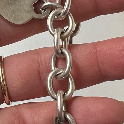 TIFFANY & CO. STERLING SILVER .925 O-LINK BRACELET W/HEART CHARM-7 1/4" - Picture 8 of 15