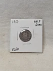 1860- P- SEATED LIBERTY SILVER HALF DIME- NICE COIN- NR AUCTION