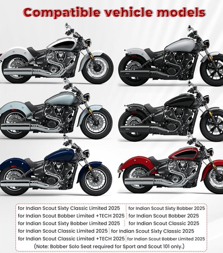 Black Driver Rider Backrest Pad Fit For Indian Scout Bobber Limited Classic 2025 - Picture 10 of 11