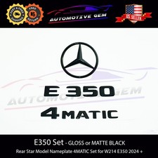 E350 4MATIC Rear Star Emblem Black Letter Badge Logo Set AMG Mercedes W214 2024+