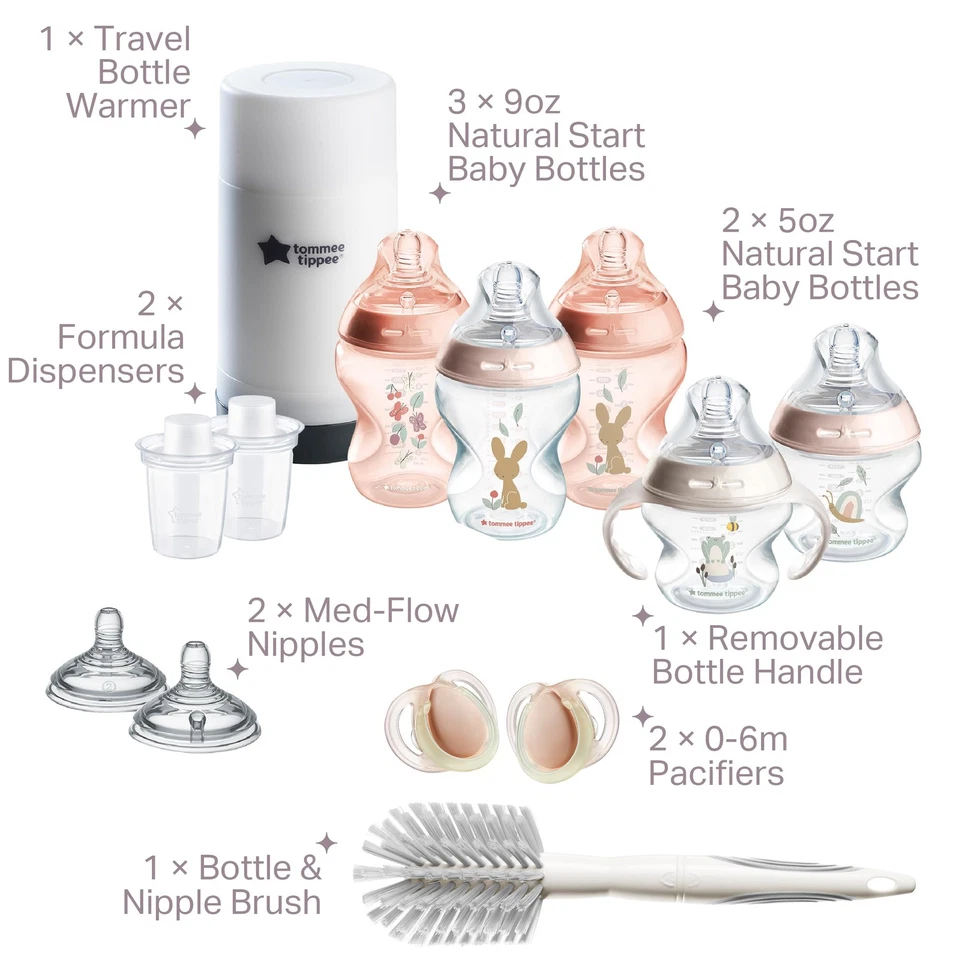Tommee Tippee Juego de Biberón Inicio Natural 14 Piezas Rosa Autoesterilizante Foto 2 de 4