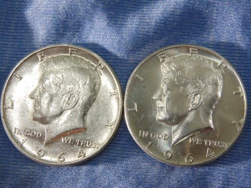 Lot of 2- 1964 p John F Kennedy Silver Half Dollars 90% Uncirculated  #AS39
