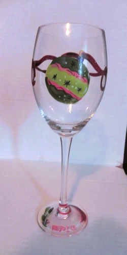 Hand Painted 6 oz Wine Glass "Rejoice" Ornament