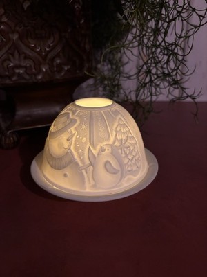 NIB Hellmann Starlight Lithophane Porcelain Fairy Lamp Candle Holder Snowman