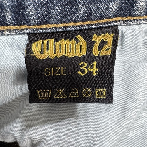 Pantalones de mezclilla japoneses CLOUD 72 para hombre 34x29 Distress de colección bordado Y2K lavado medio - Imagen 7 de 22