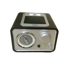 Crosley Tabletop AM/FM Radio With iPod Dock AUX In Line Out Black Silver Works