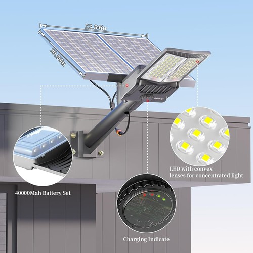 Luces de calle solares de 8800 W para exteriores, 6500 k luces de inundación solares LED de anochecer a amanecer - Imagen 3 de 8