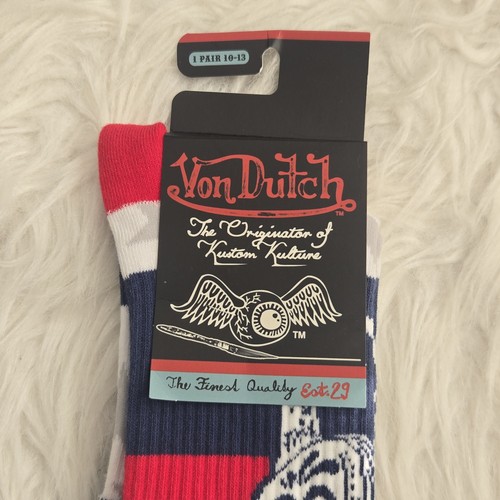 Calcetines VON DUTCH Originales Mezcla Algodón Rojo Azul Blanco NUEVO Talla 10-13 - Imagen 3 de 7