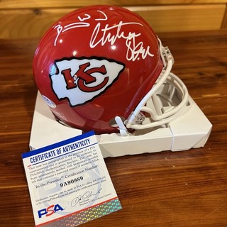 PSA Christian Okoye and Barry Word Mini Helmet KC Chiefs Signed Autographed