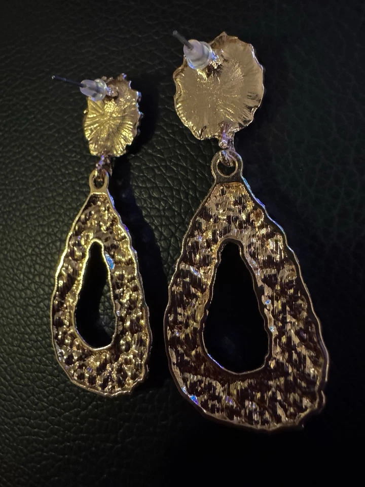 Brincos femininos estilo pendente folheados a ouro rosa ouro rosa 14k - Imagem 3 de 3