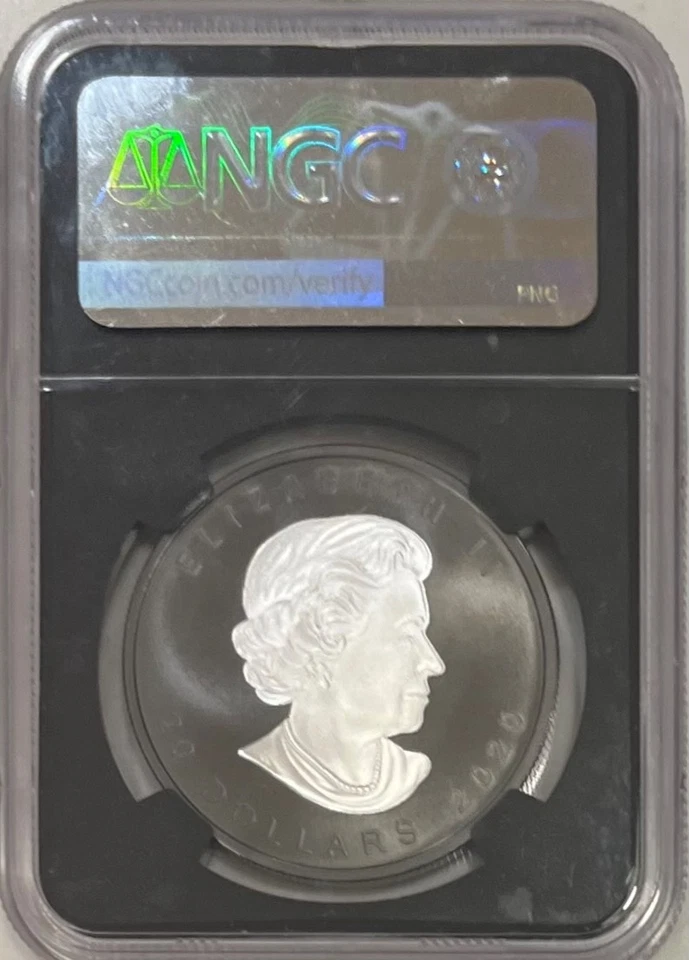 2020 Canada Maple Leaf $20 BLACK RHODIUM Incuse NGC PF70 FDOI 🇨🇦 - Image 2 of 4