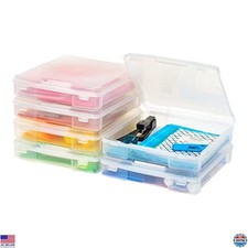 IRIS USA 6-Pack 12"x12" Thick Clear Plastic Scrapbook Storage Cases with Handle