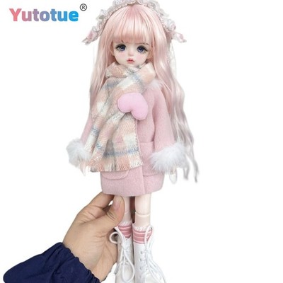 Yutotue 30cm Height Doll with Wig Clothes Coat Shoes Full Set 1/6 BJD Girls Gift