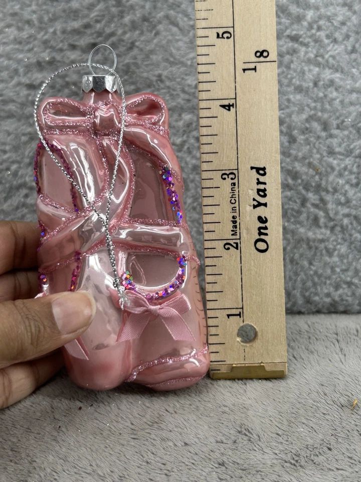 Розовое стекло балет туфли балерина танцы девочка туфли Рождественское украшение 4» высотой - Изображение 4 из 4