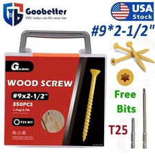 350x #9x2-1/2" Deck Screws T25 Torx Drive Self Tapping Wood Decking Fence Screws