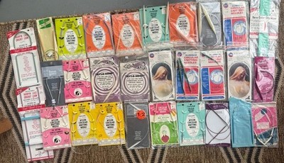 Large Lot of 28 New Old Stock Circular Knitting Needles Bates Lynn Boye Jean Etc