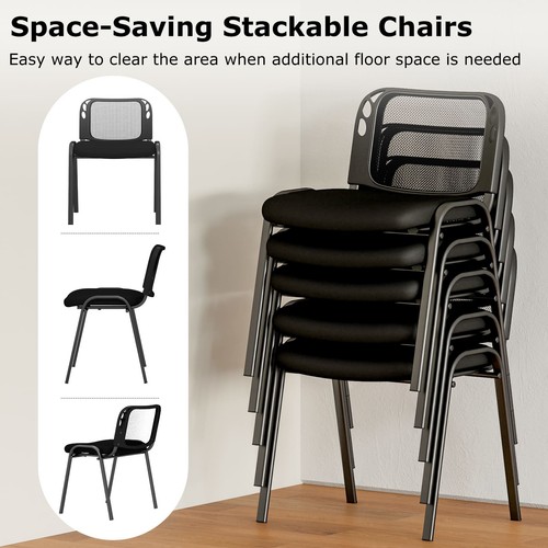 5PCS Stackable Reception Chairs Heavy Duty Office Chair Upholstered Conference - Picture 3 of 10