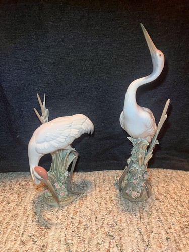 Lladro #1613 Bowing Crane And # 1614 Dancing Crane Retired 1998  EUC MINT!