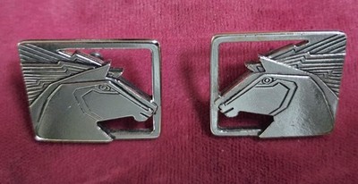 Vintage Laurel Burch Silver Tone Stallion Horse Head Cutout Post Earrings 1980s