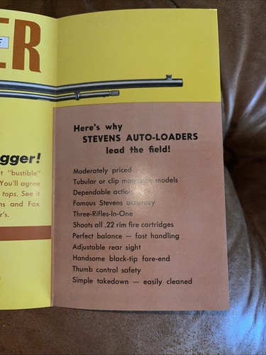 Vintage SAVAGE STEVENS Model 87 Rifle Fold Out Advertising Brochure NR - Picture 15 of 15