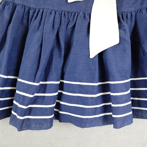 Vintage Youngland Sailor Dress Girls Medium Blue White Nautical ILGWU 60s USA - Picture 21 of 24